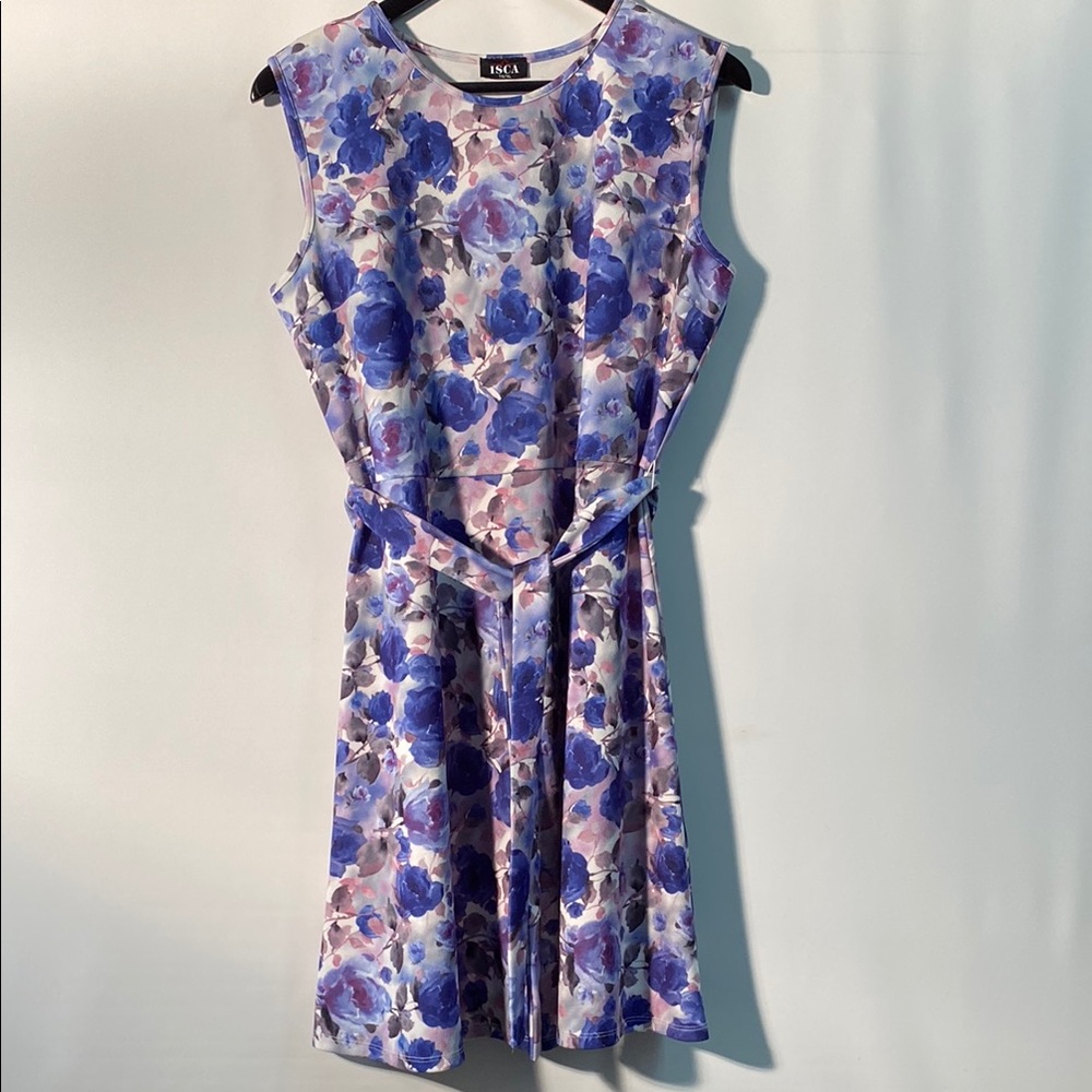 Isca - Floral Blue and Purple Dress. Size XL